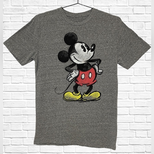 DISNEY CLASSIC MICKEY MOUSE HANDS ON HIPS - GRAY‎ MEDIUM T-SHIRT